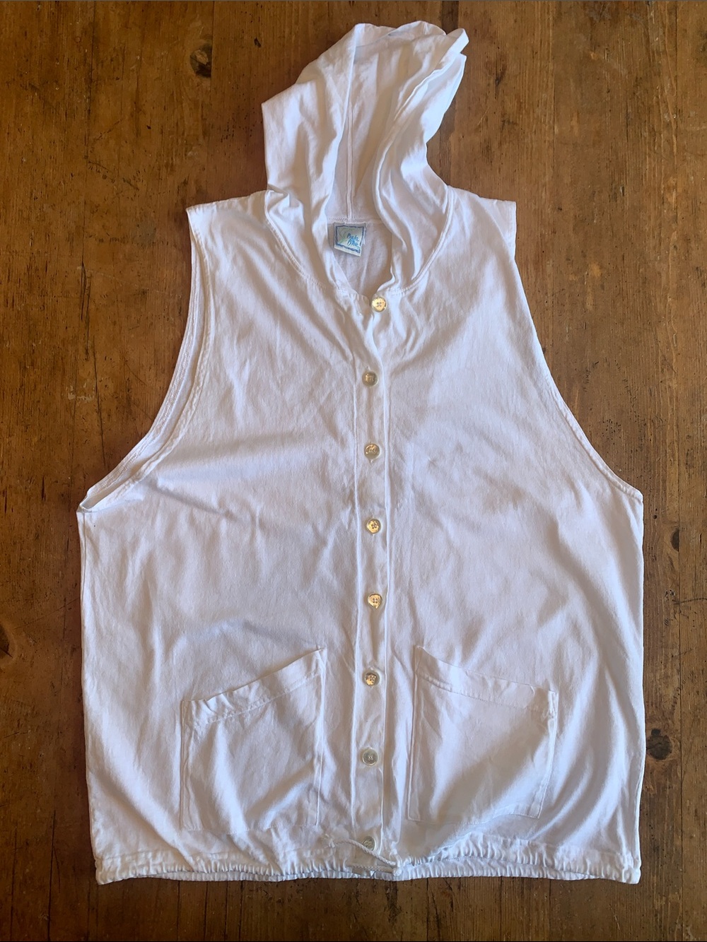 White Button-Front Women's Coverup Hoodie